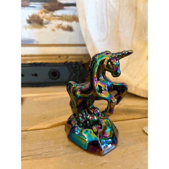 Vintage Fenton Mould Mosser Glass Black Glass Unicorn – Solid Glass Figurine – A - Picture 2 of 4